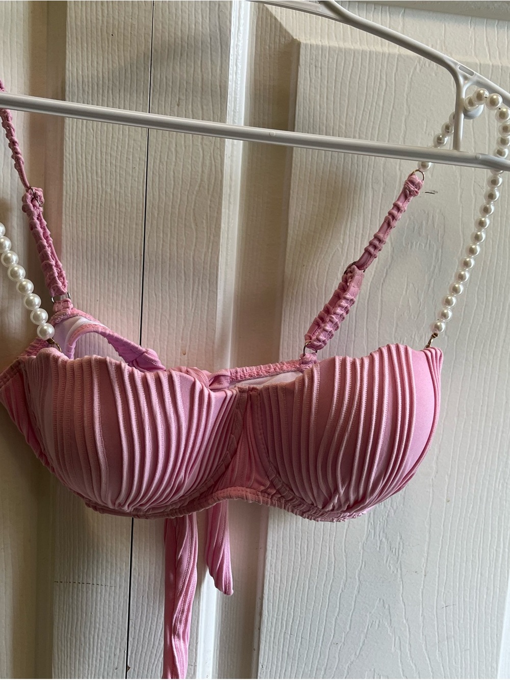 Pink Pleated Balconette Bra - Unbranded
